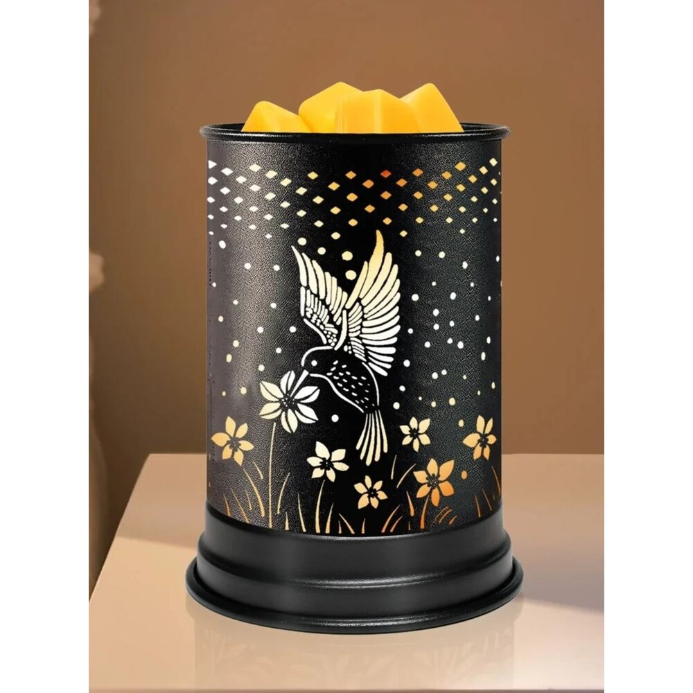 Hummingbird Orinx Wax Warmer 6 x 4-in Fragrance Bird Floral Black Metal Gift NEW